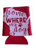 High-quality, brightly colored can koozies with cute dog designs made with sparkly vinyl.