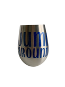 Stemless wine glasses with Wisconsin sports themed designs made with sparkly vinyl. Glasses have a sleek and elegant design, and are made from food-grade stainless steel. These heavy-duty glasses are shatterproof and have a weighted base, making them tip resistant.