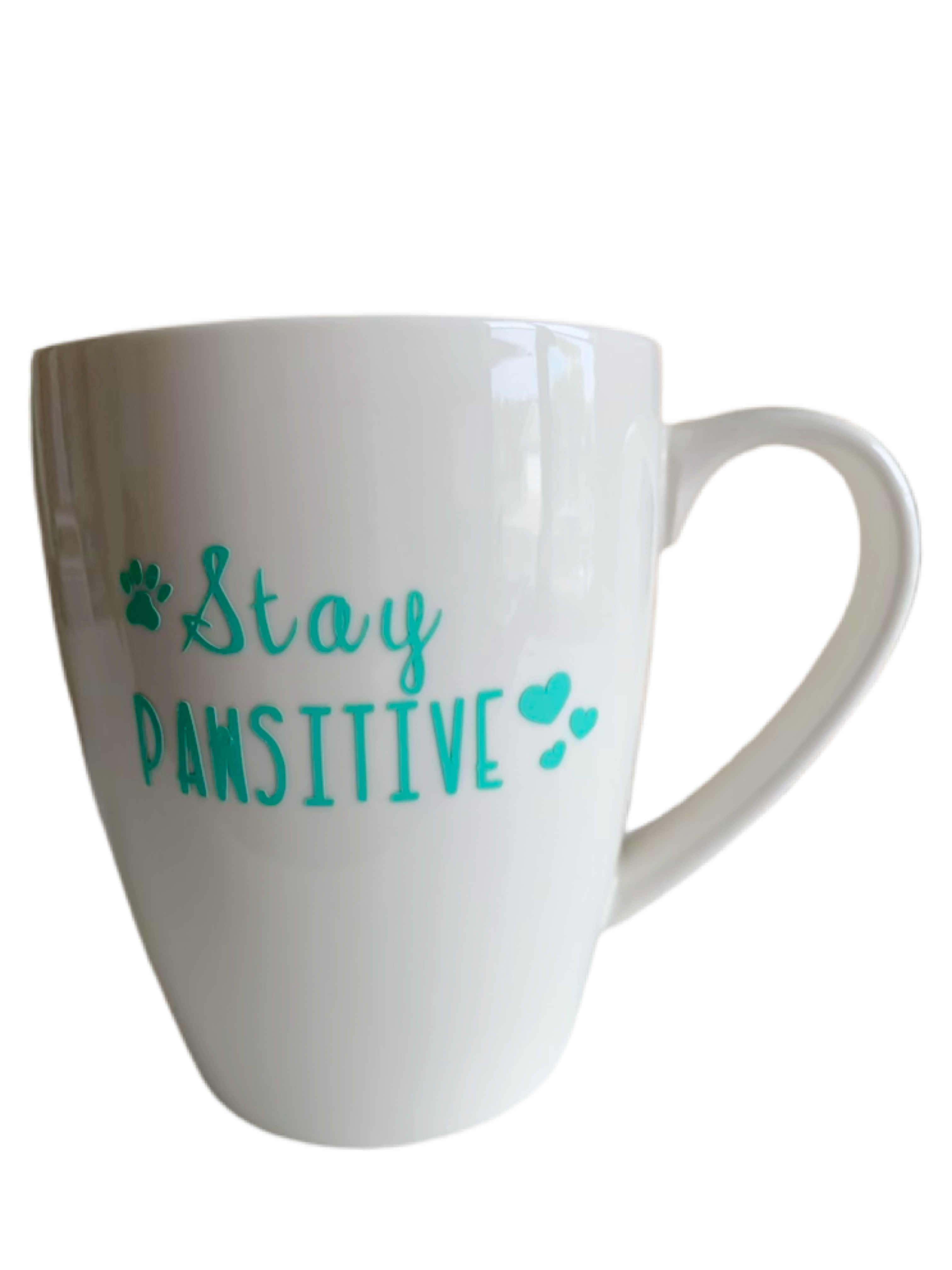 Beautiful true white porcelain coffee mugs with cute dog designs made with vinyl. Mugs have a sleek and elegant design, and are chip resistant. The well-shaped handle allows adequate room between the mug and handle for a comfortable grip.
