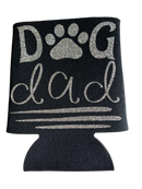 High-quality, brightly colored can koozies with cute dog designs made with sparkly vinyl.