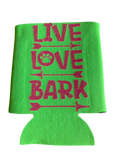 High-quality, brightly colored can koozies with cute dog designs made with sparkly vinyl.