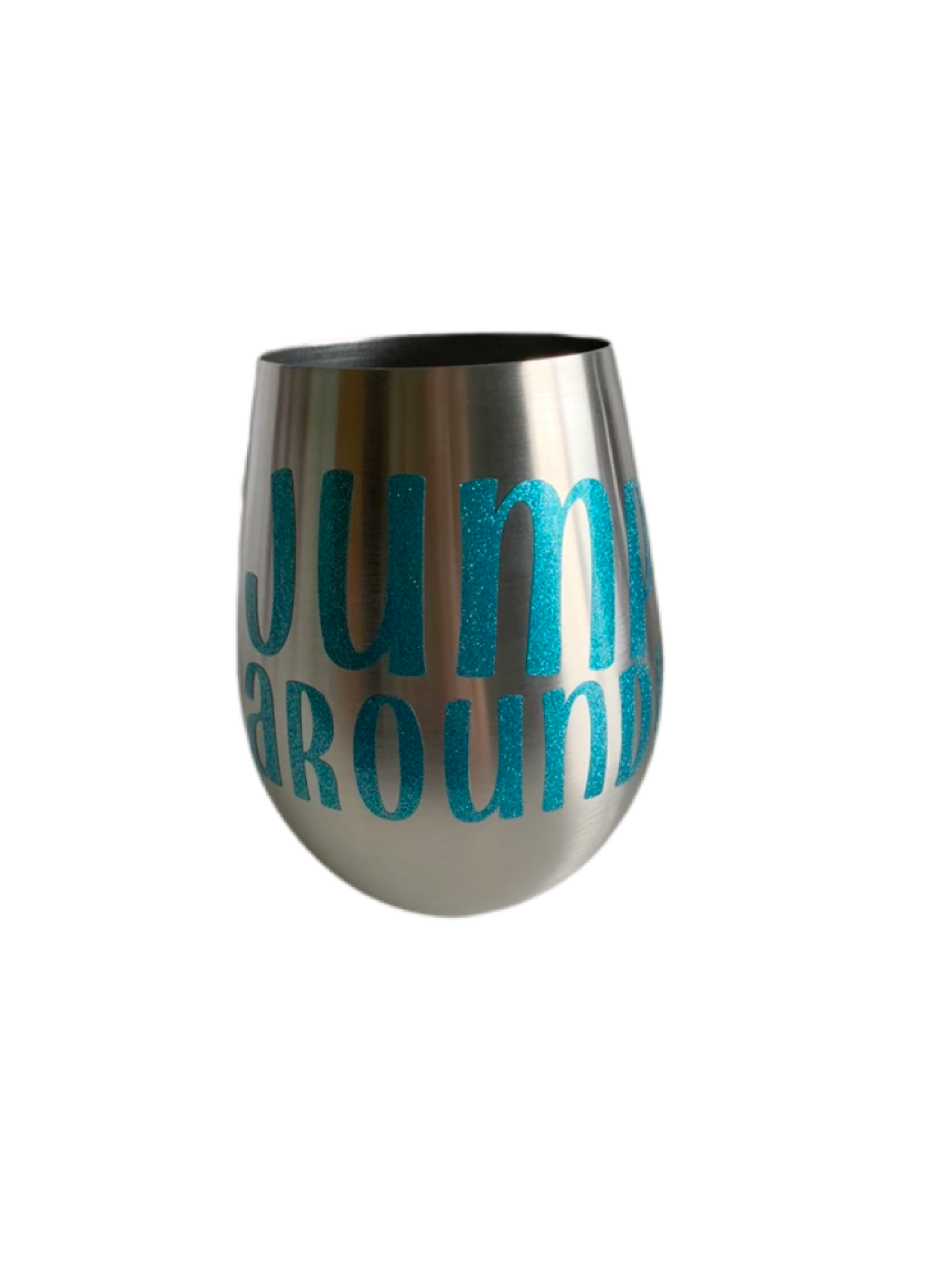 Stemless wine glasses with Wisconsin sports themed designs made with sparkly vinyl. Glasses have a sleek and elegant design, and are made from food-grade stainless steel. These heavy-duty glasses are shatterproof and have a weighted base, making them tip resistant.