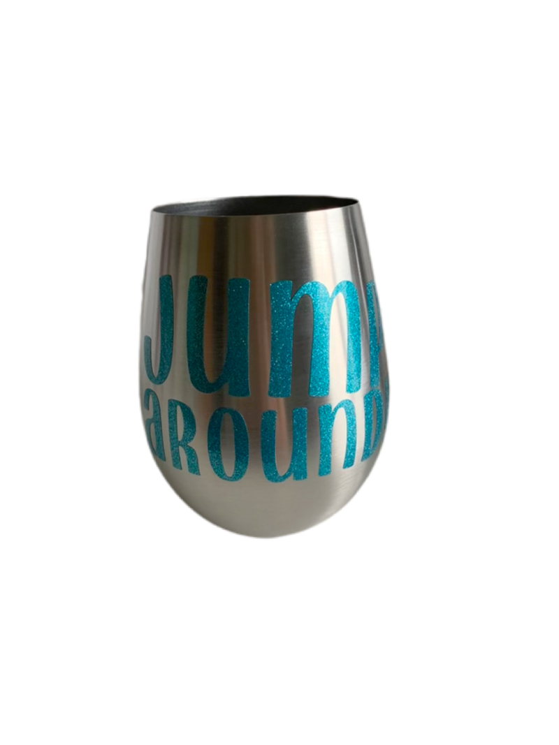Stemless wine glasses with Wisconsin sports themed designs made with sparkly vinyl. Glasses have a sleek and elegant design, and are made from food-grade stainless steel. These heavy-duty glasses are shatterproof and have a weighted base, making them tip resistant.