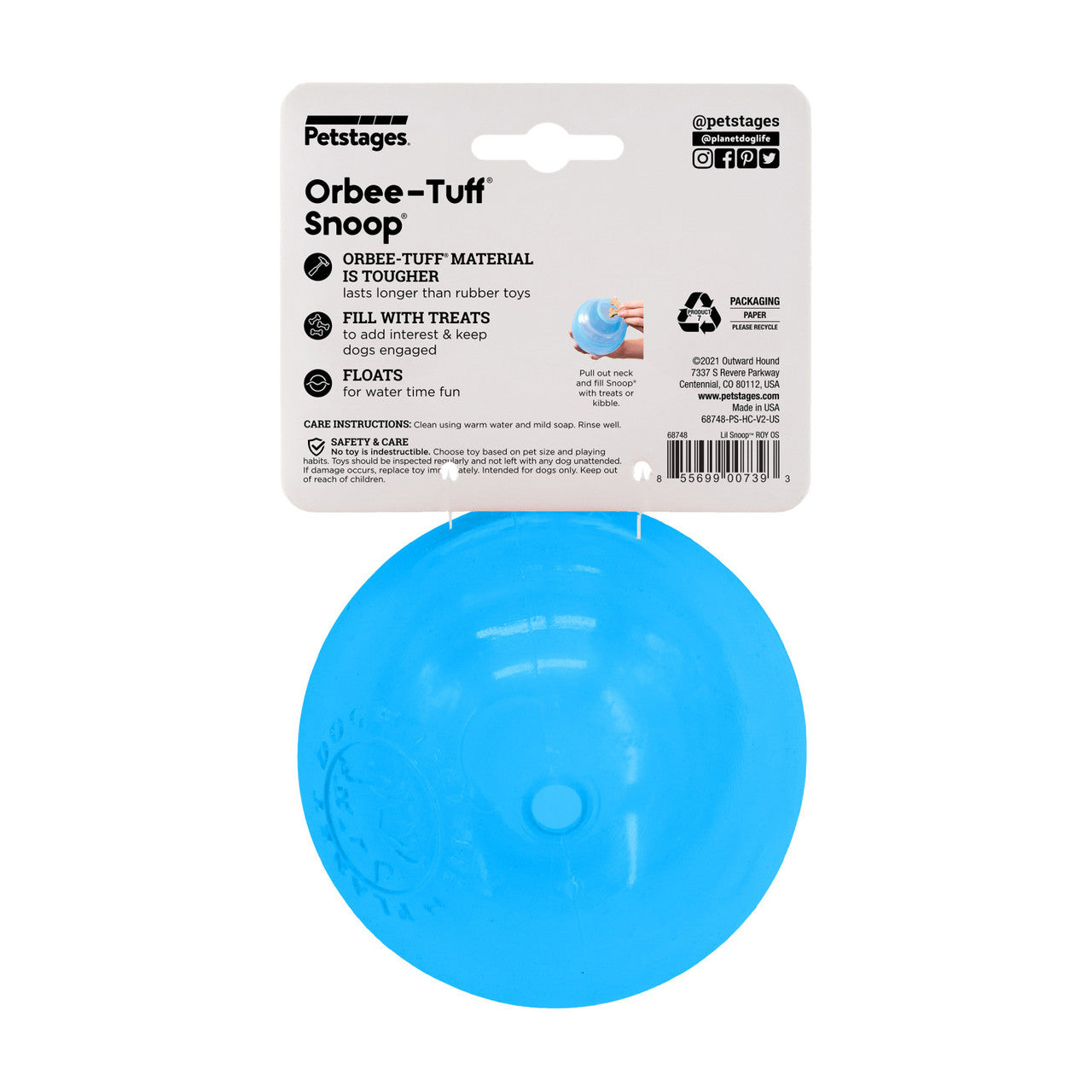 Lil' Snoop is a translucent and pliable ball with a deep crevice that conceals treats. Dogs will need to pounce, nudge, nose, and nibble the ball to release the treats hidden inside. This treat dispensing puzzle toy keeps dogs engaged, drives brain stimulation, and promotes self-play.