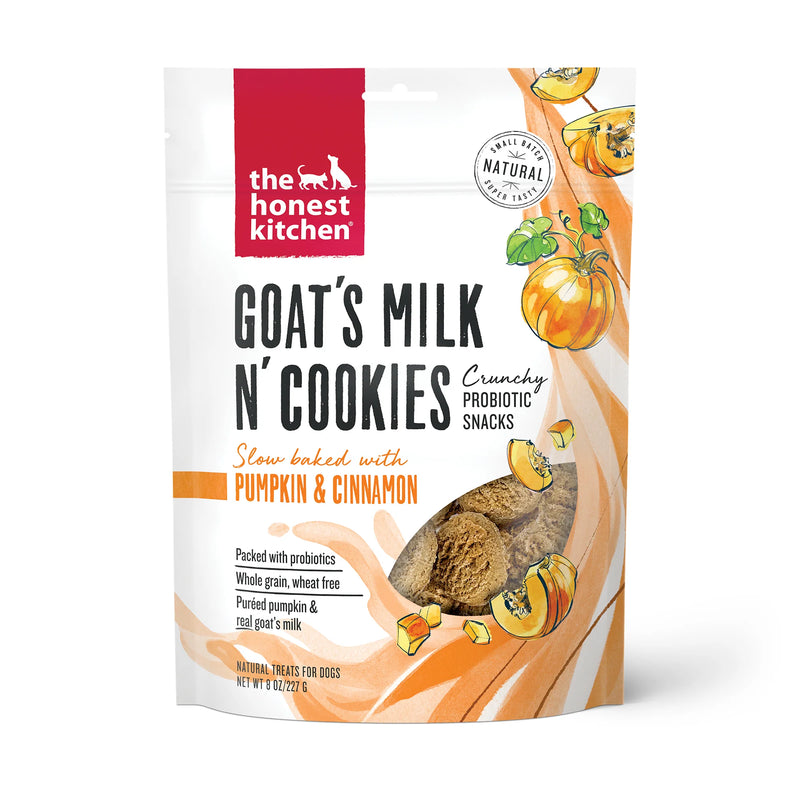 Good dogs shouldn't settle for boring biscuits! Each little cookie is slow baked in small batches and full of probiotics to support a happy belly. Flavor meets function in every bite. Treats are made in the USA with US and globally sourced ingredients.