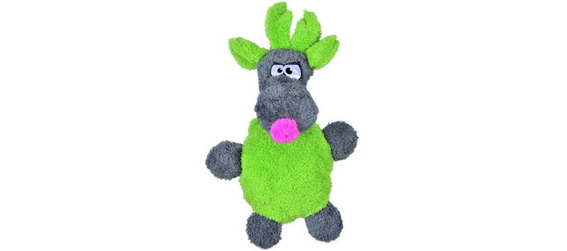 The Duraplush Reindeer dog toy makes a great stocking stuffer! This durable and soft dog toy is eco-friendly and made in the USA. It features a Duraplush 2-ply bonded outer material, Stitchguard internal seams, and eco-fill recycled filling. Toy does not contain an internal squeaker.