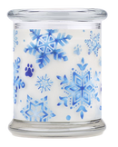 Pet House candles are hand-poured, and made from 100% natural, dye-free soy wax. Comes in an 8.5 oz. glass jar. Fragrance profile is a light winter blend of eucalyptus and spearmint, with notes of fir needles and sandalwood.