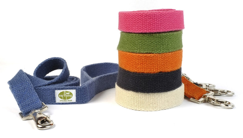 Brightly colored leashes by Earth Dog are made from 100% hemp webbing and high-quality snap hooks. Leashes are durable and easy to clean.